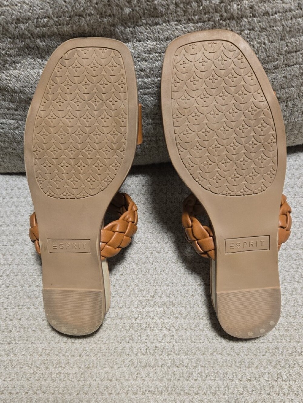 Esprit Winsley Tan Braided & Smooth Dual-Strap Slide Sandals Size 8 - Picture 3 of 5